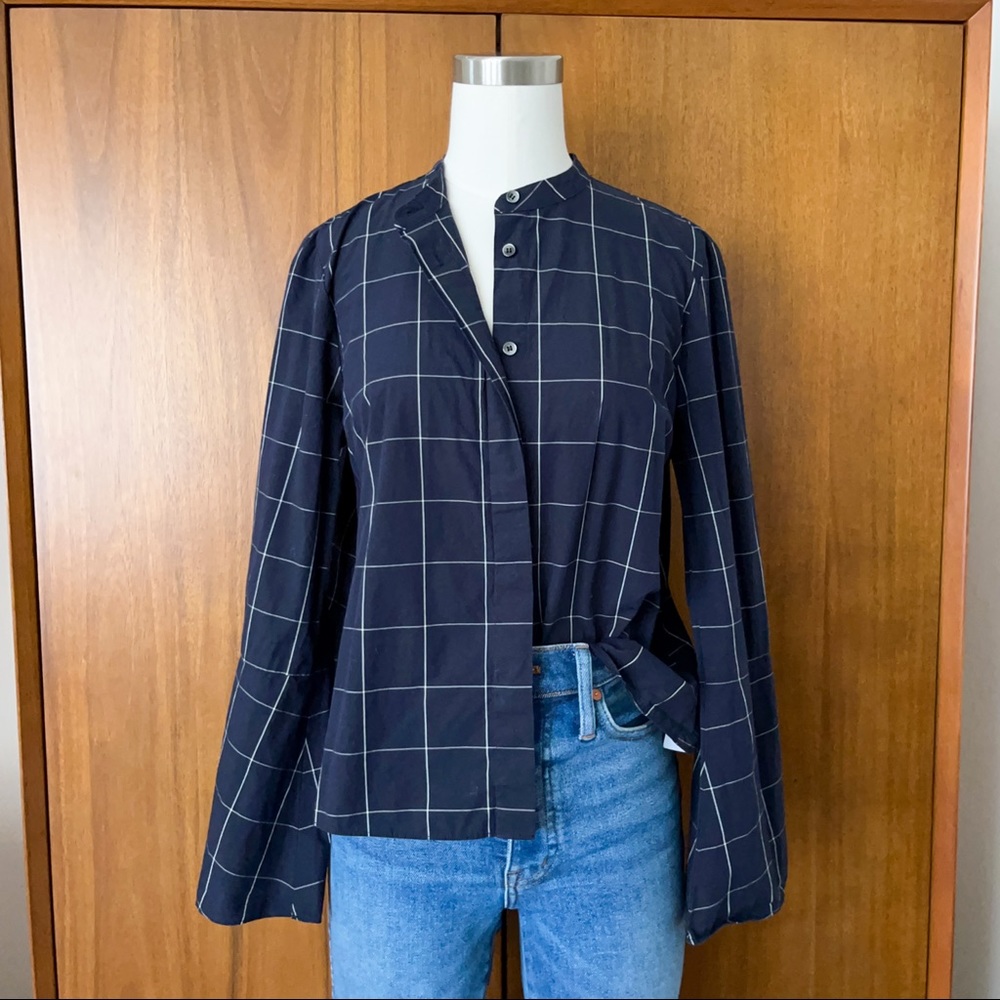 Madewell Bell-Sleeve Shirt in Windowpane